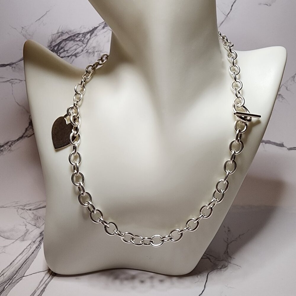 925 Silver Heart Charm Necklace - Picture 3 of 7